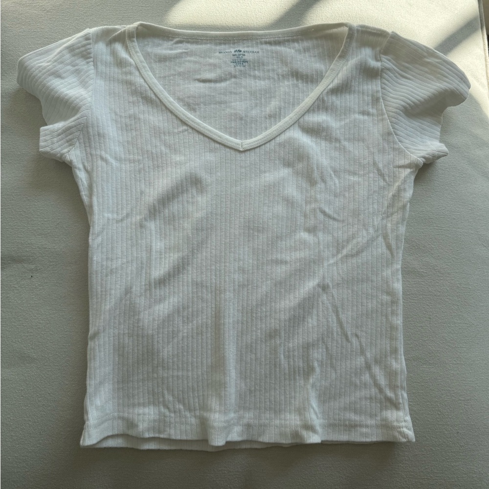 White Brandy Melville v neck tee